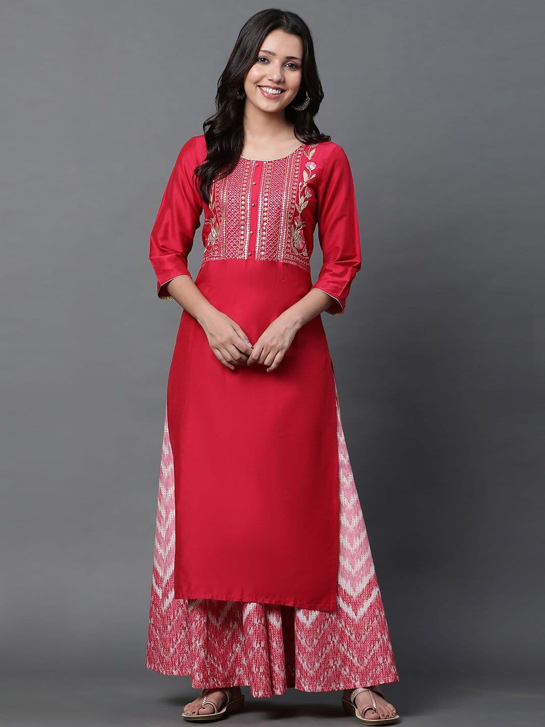 AURELIA Festive Yoke Design Thread Work Kurta - view 1