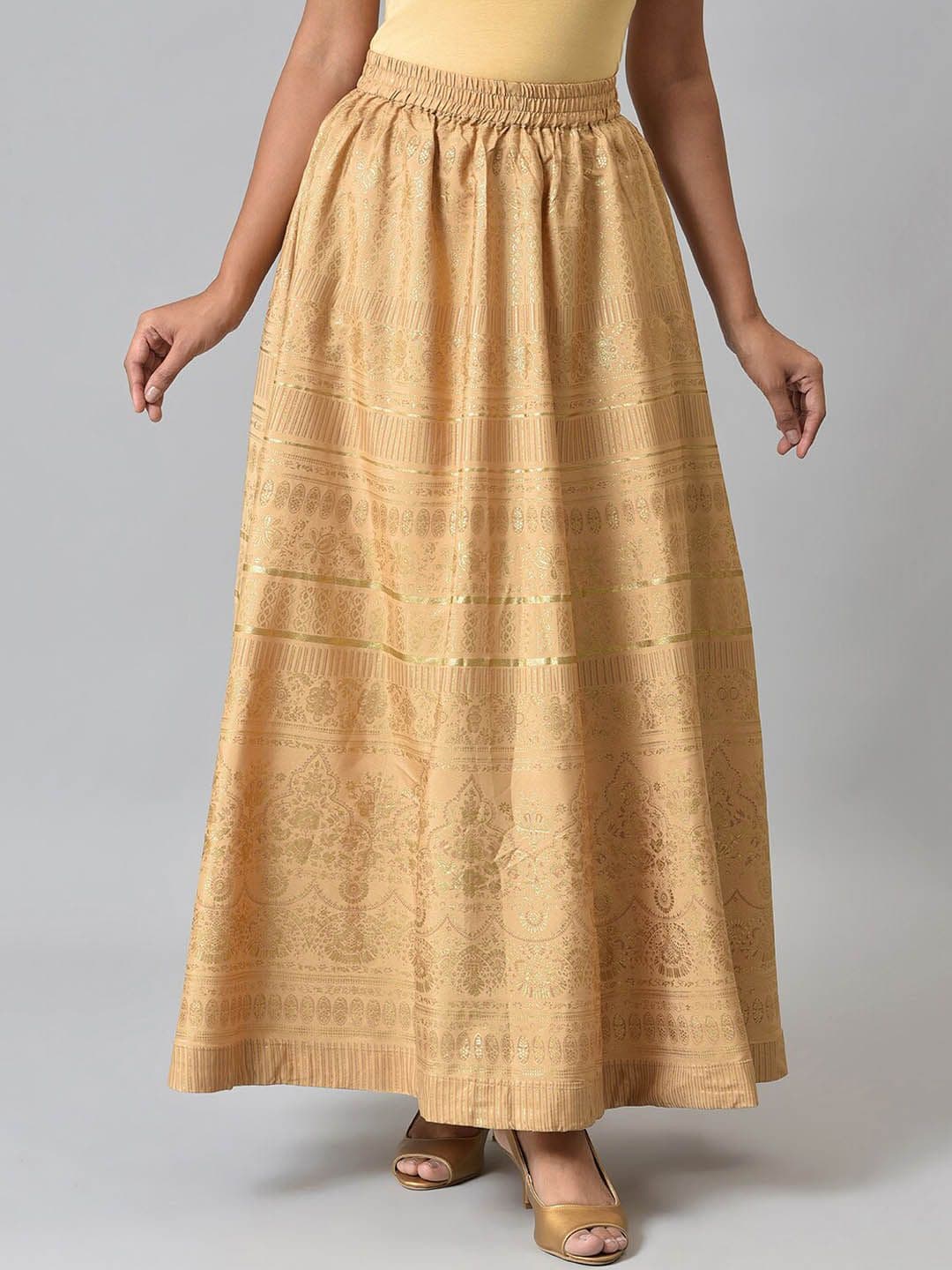 AURELIA Ethnic Motifs Printed Pure Cotton Flared Maxi Skirt - view 1