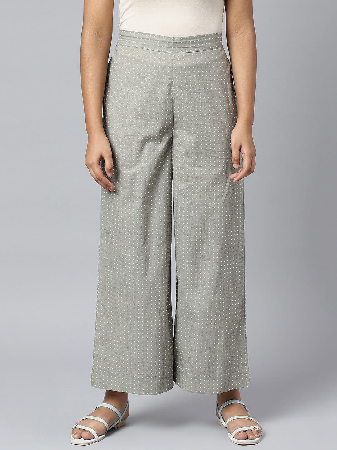 AURELIA Polka Dot Printed Pure Cotton Ethnic Palazzos - view 1