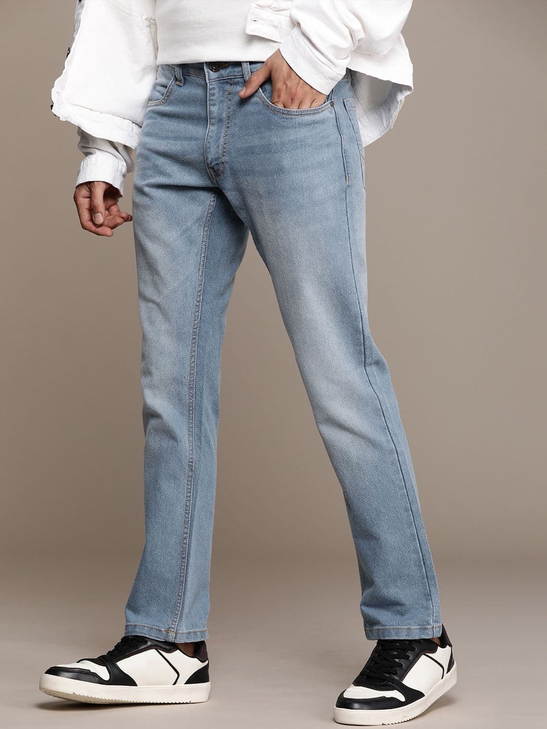 WROGN Men Mid-Rise Regular Fit Light Fade Stretchable Jeans - view 1