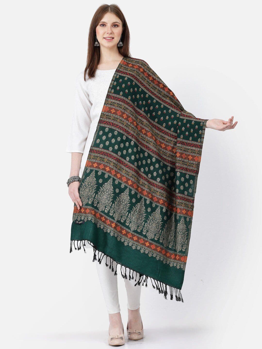 SWI Stylish Ethnic Motifs Woven Design Jamawar Acrylic Shawl - view 1
