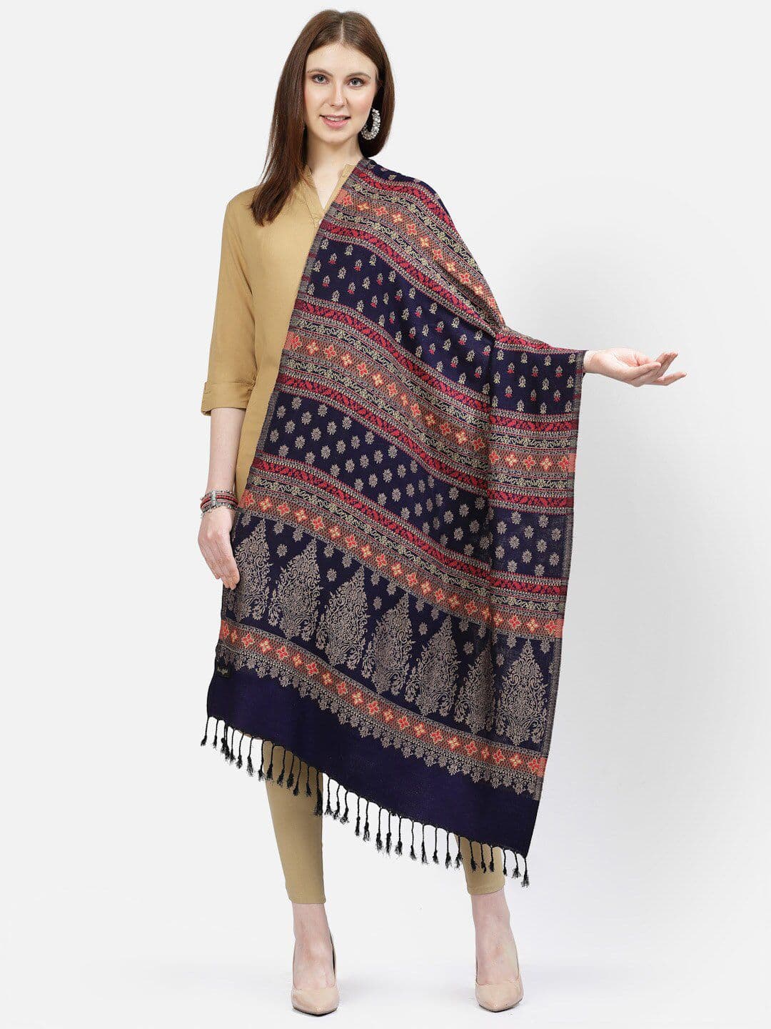 SWI Stylish Ethnic Motifs Woven Design Jamawar Acrylic Shawl - view 1
