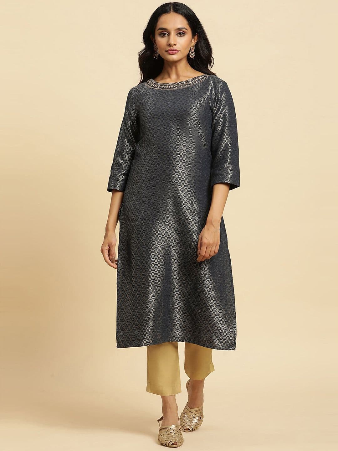 W Ethnic Motifs Woven Design Straight Kurta - view 1