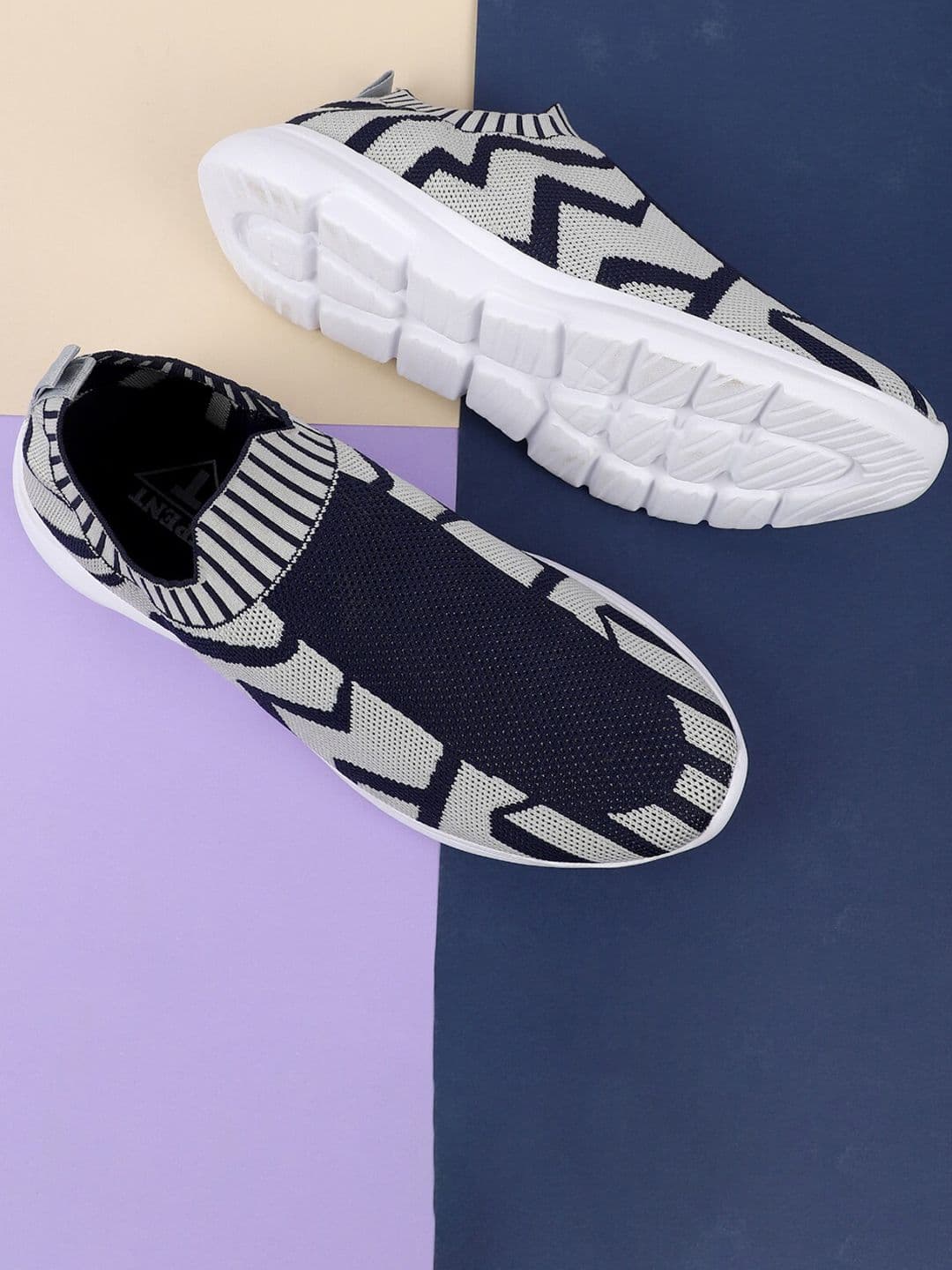 TPENT Men Colourblocked Anti Odour Slip-On Walking Shoes - view 1