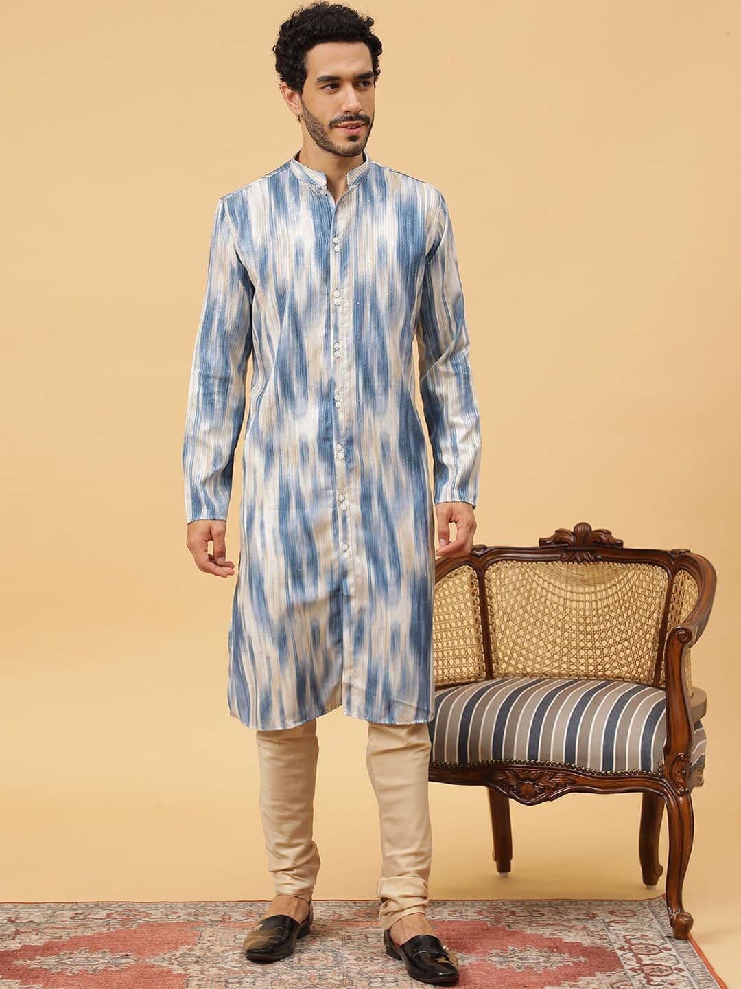 TABARD Abstract Printed Thread Work Pure Cotton Straight Kurta - view 1