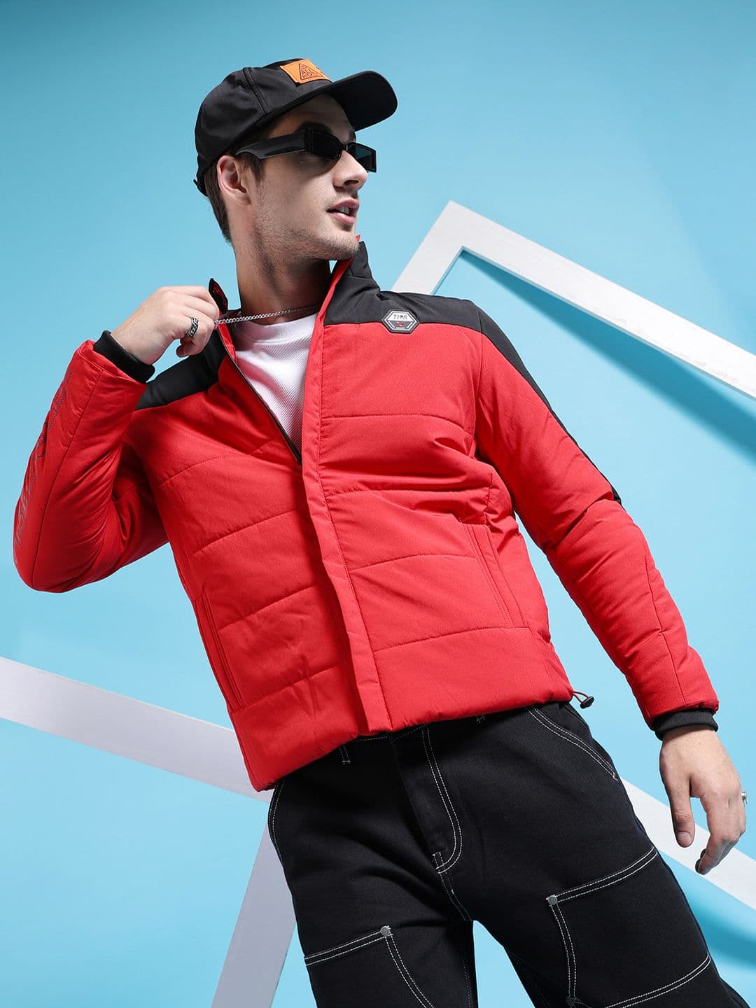 The Indian Garage Co Men Colourblock Zip-Front Regular Fit Puffer Jacket