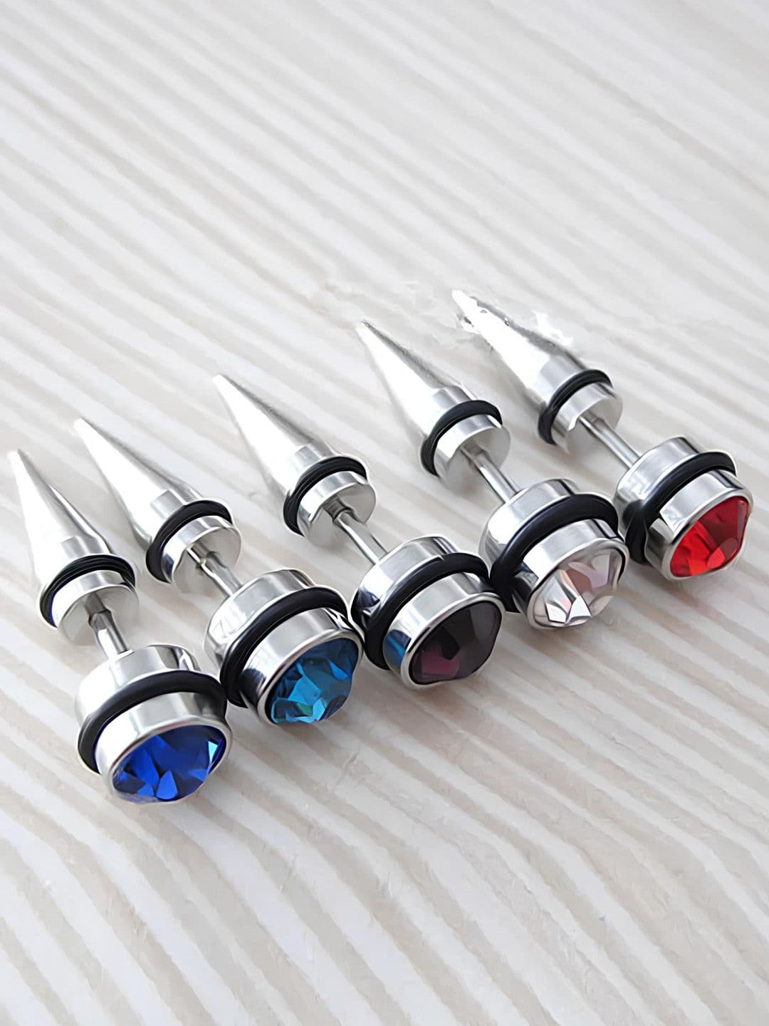 KARISHMA KREATIONS Set Of 6 Stainless Steel Silver Plated Studs Earrings - view 1