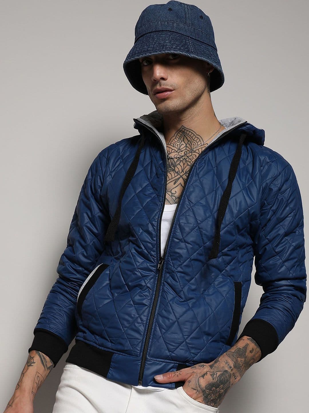 CAHOOT Campus Sutra Blue Windcheater Hooded Quilted Jacket - view 1