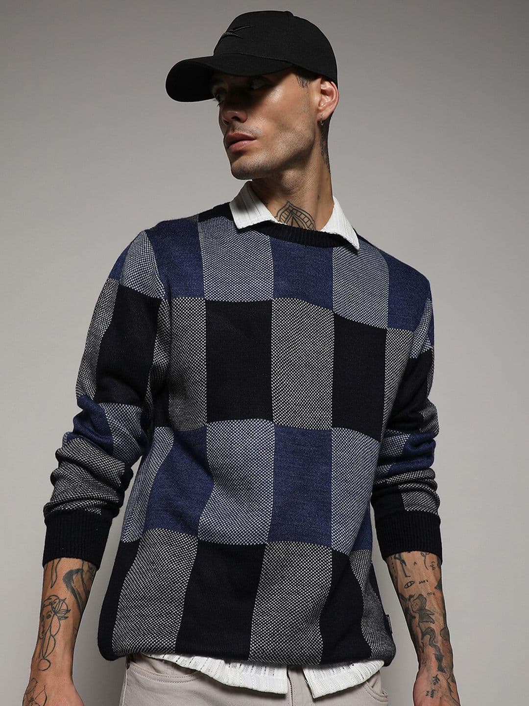 CAHOOT Checked Woollen Pullover - view 1
