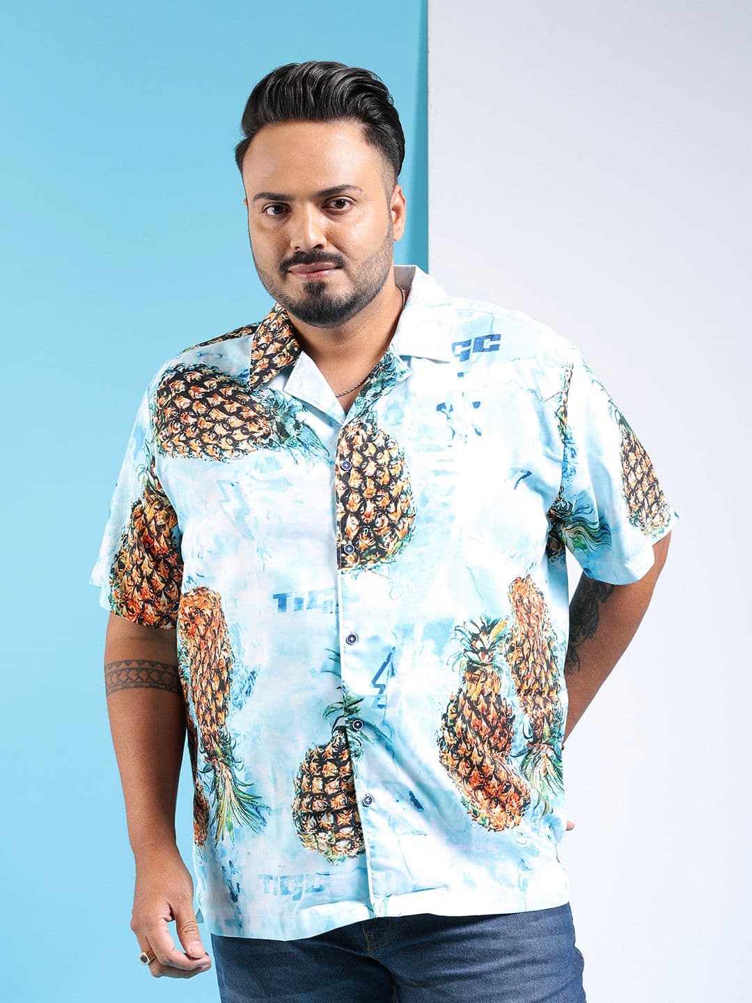 Hardsoda by The Indian Garage Co Plus Size Graphic Printed Regular Fit Opaque Casual Shirt - view 1