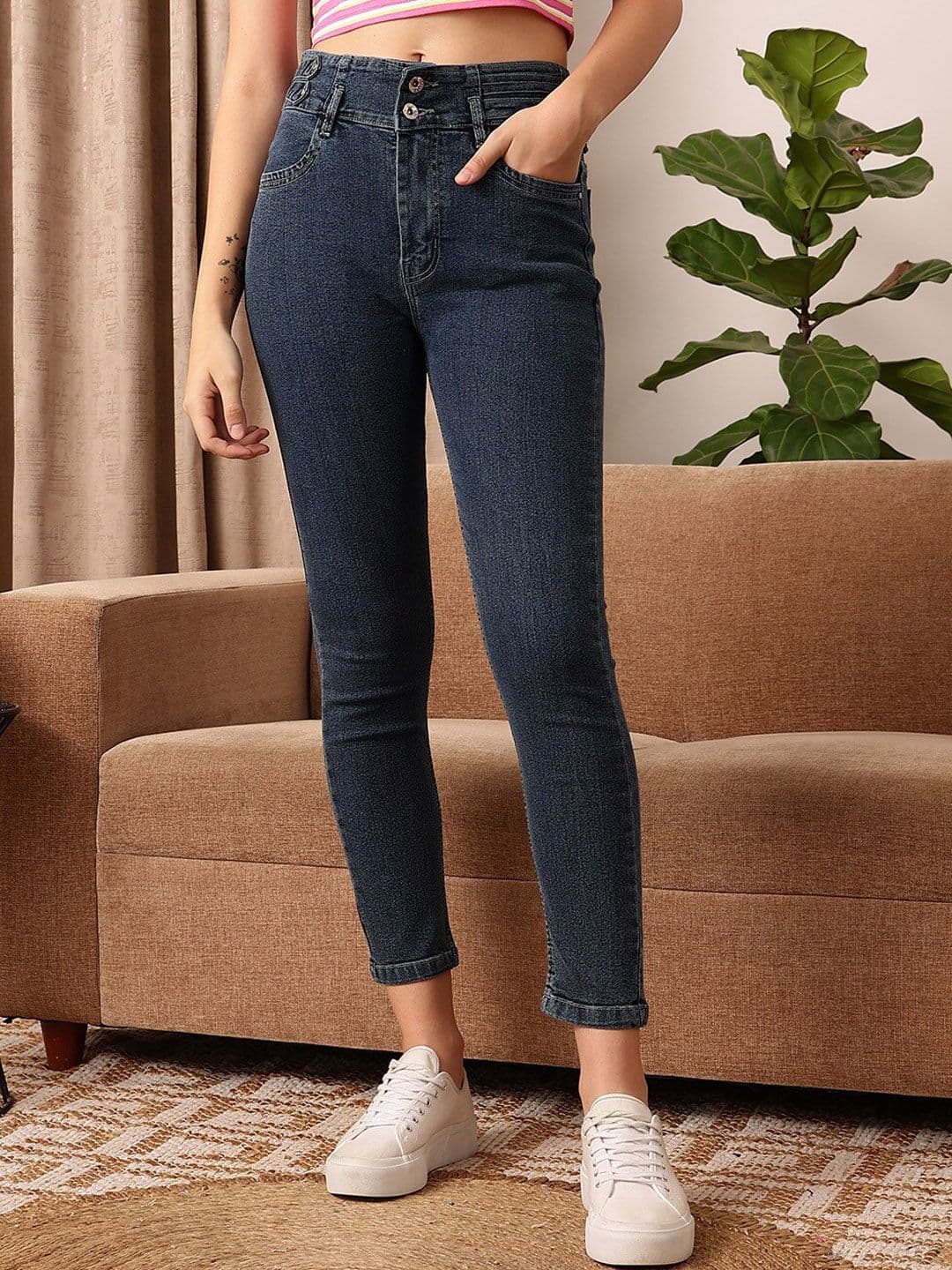 STREET 9 Women Comfort Skinny Fit Mid-Rise Cotton Jeans - view 1