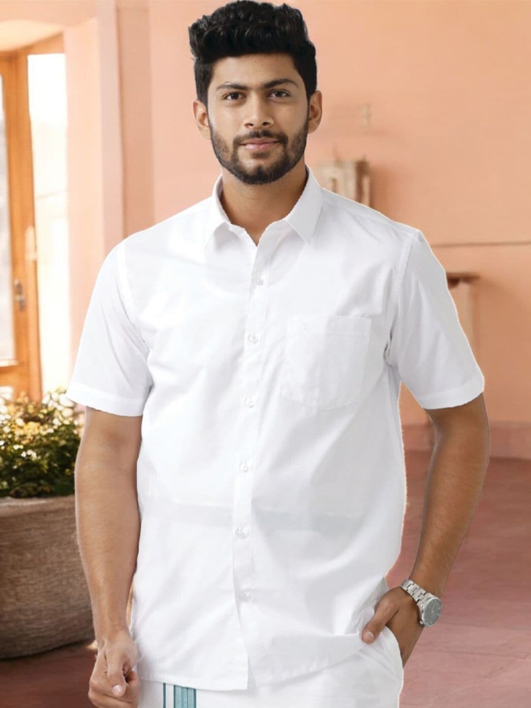 Ramraj Spread Collar Opaque Cotton Casual Shirt - view 1