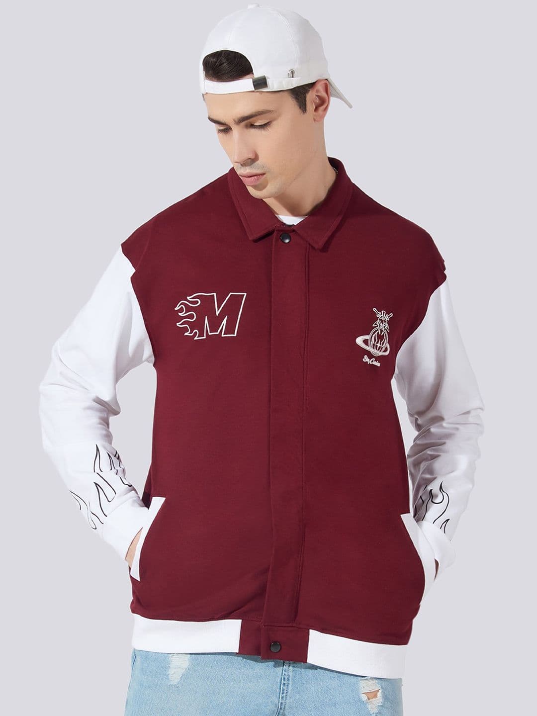 Maniac Spread Collar Cotton Varsity Jacket - view 1