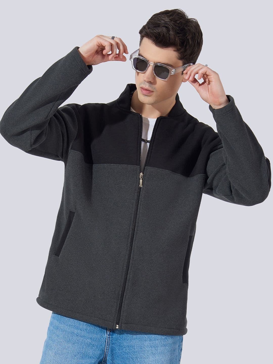 Maniac Mock Collar Loopnet Colorblocked Cotton Tailored Jacket - view 1