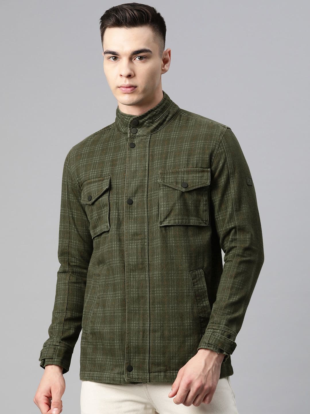 Pierre Carlo Men Checked Open Front Jacket - view 1