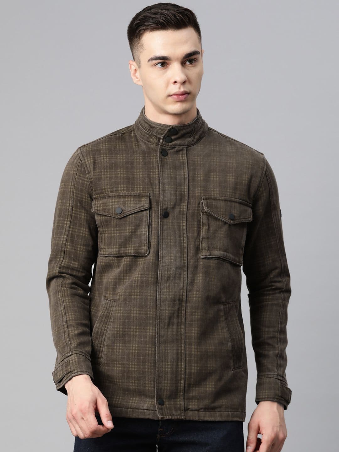 Pierre Carlo Men Checked Open Front Jacket - view 1