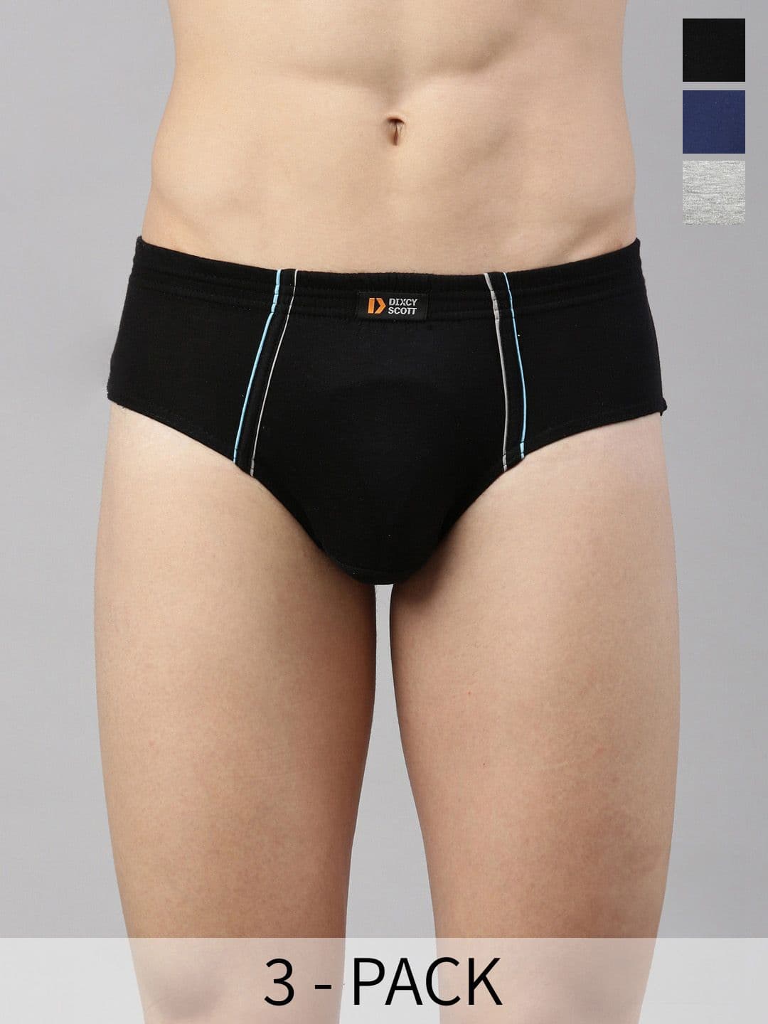 DIXCY SCOTT Men Pack of 3 Combed Cotton Sweat Absorbent Waistband Brief