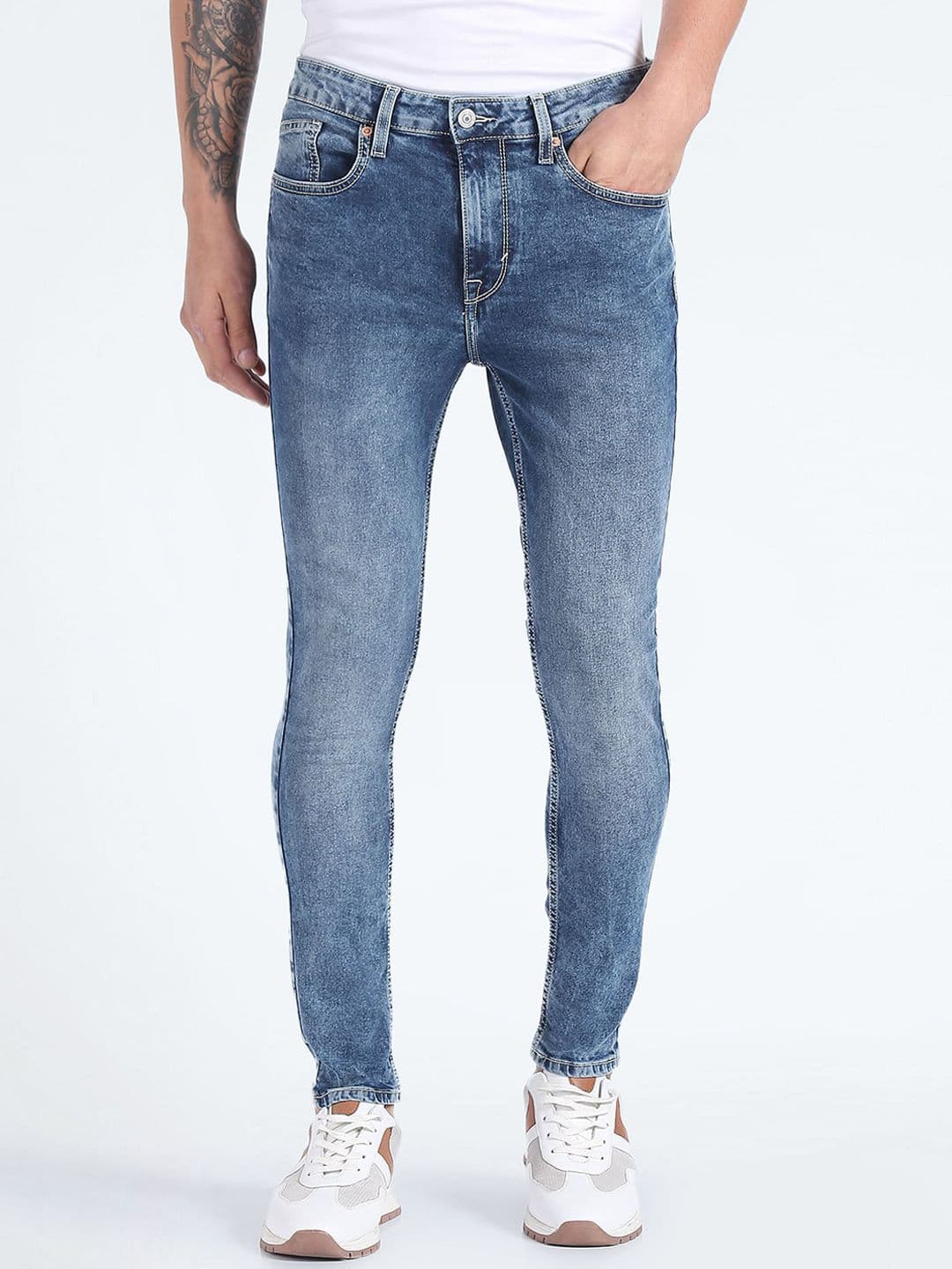 Flying Machine Men Skinny Fit Heavy Fade Clean Look Stretchable Jeans - view 1