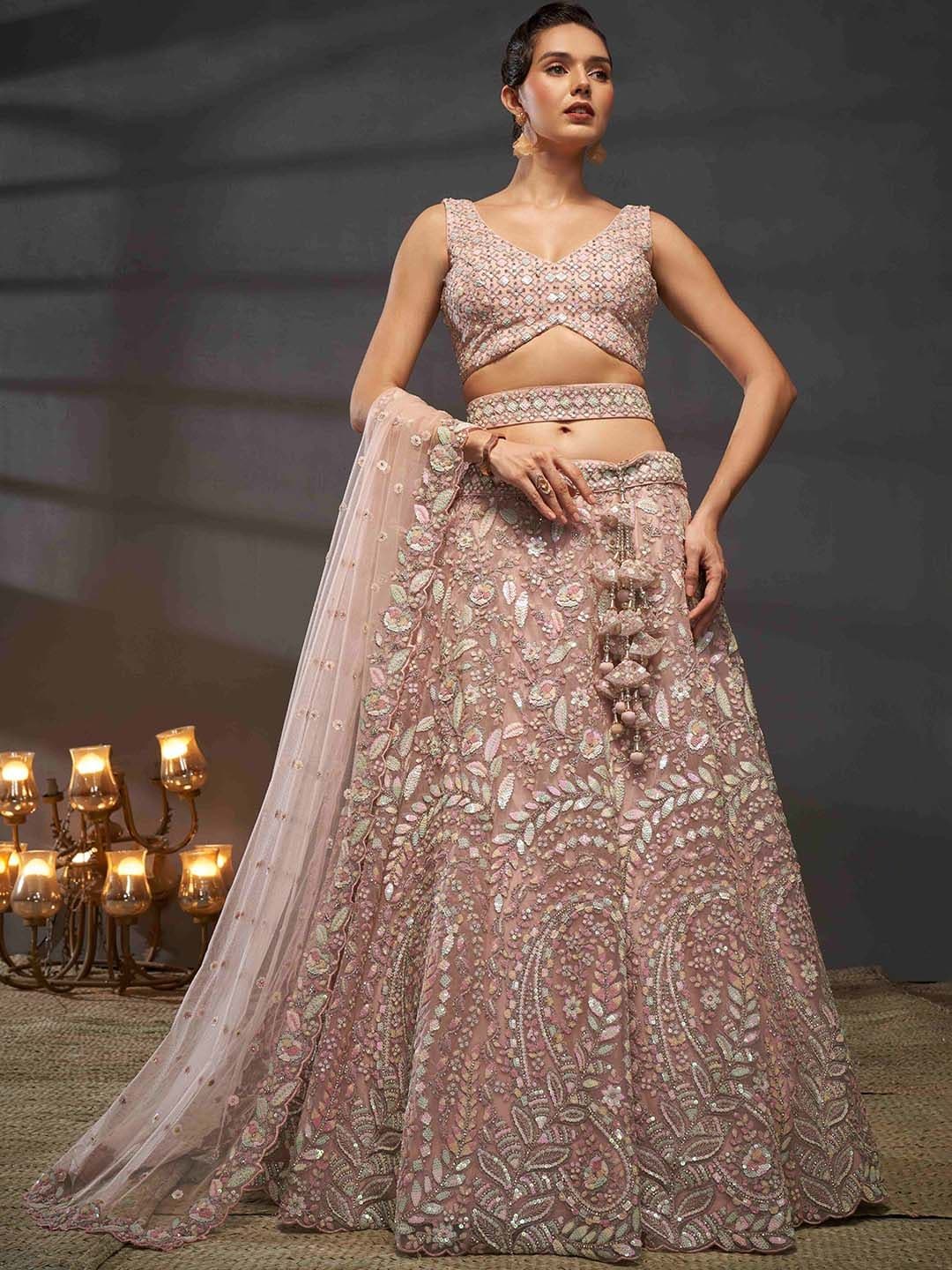 panchhi Sequinned Embroidered Lehenga Choli With Dupatta - view 1
