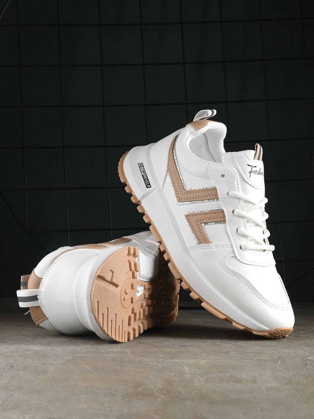 The Roadster Lifestyle Co. Women White & Beige Lace-Ups Running Shoes - view 1