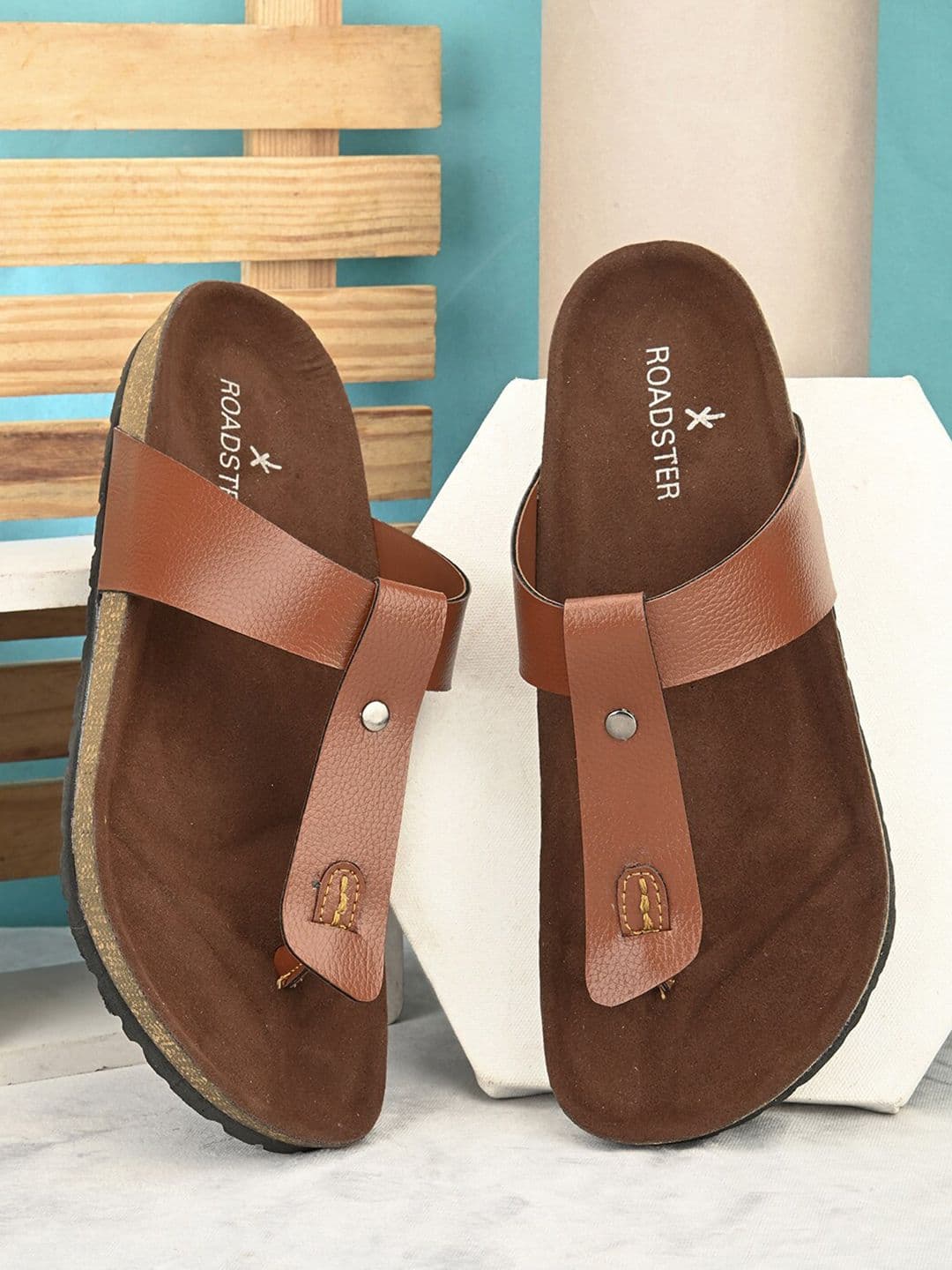 The Roadster Lifestyle Co. Tan Slip-On Comfort Sandals - view 1