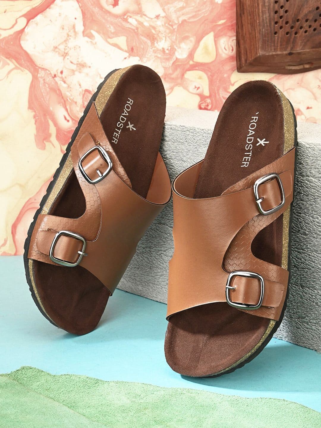 The Roadster Lifestyle Co. Tan Slip-On Comfort Sandals - view 1