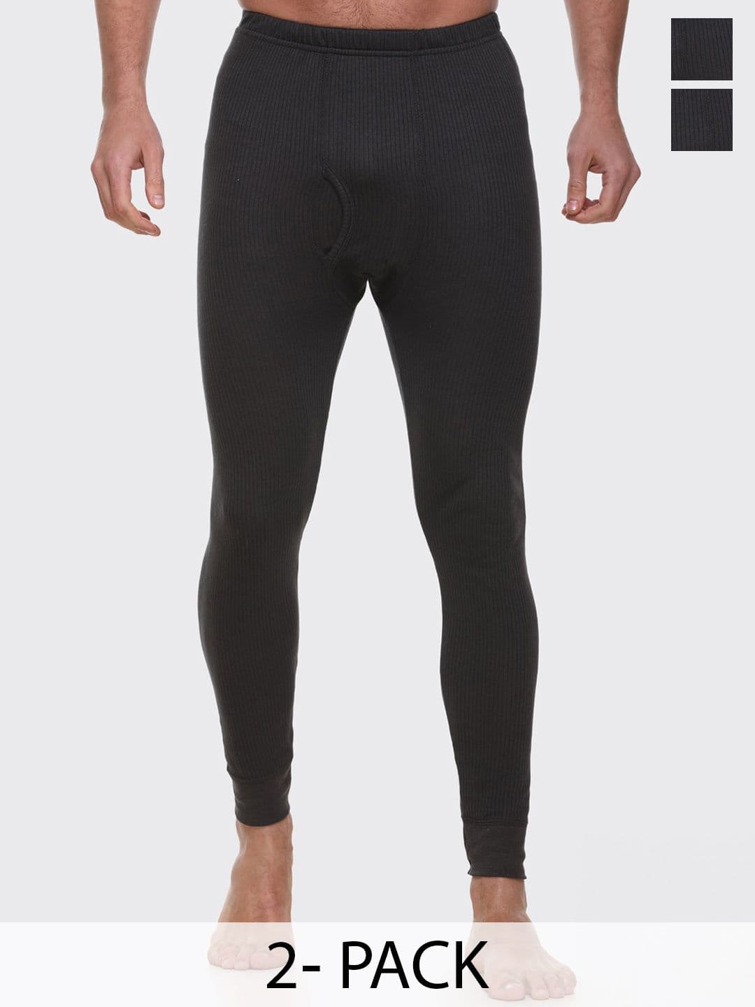 Aerowarm Men Pack Of 2 Ribbed Mid-Rise Thermal Bottoms - view 1