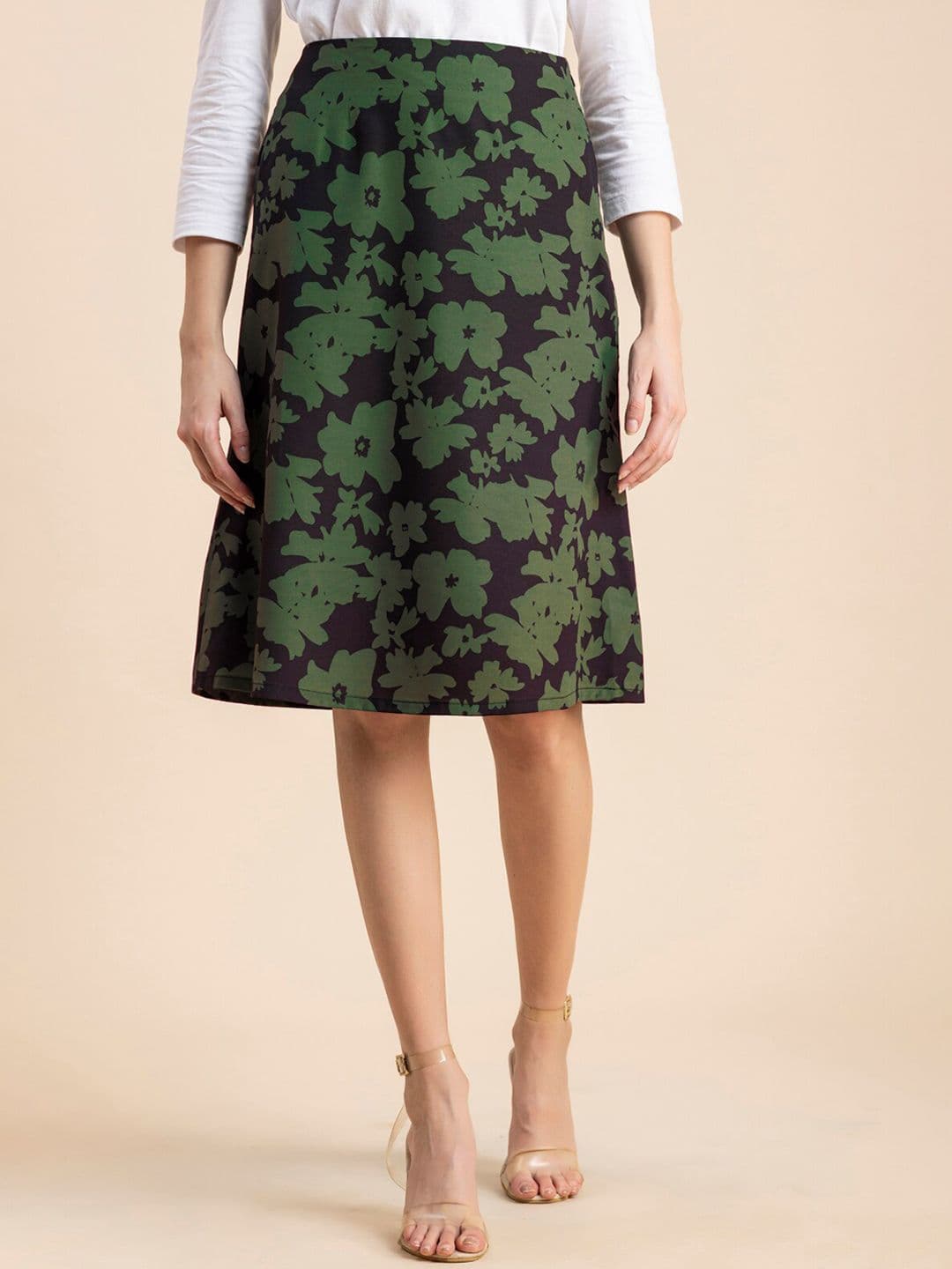 Moomaya Printed A-Line Midi Length Skirt - view 1