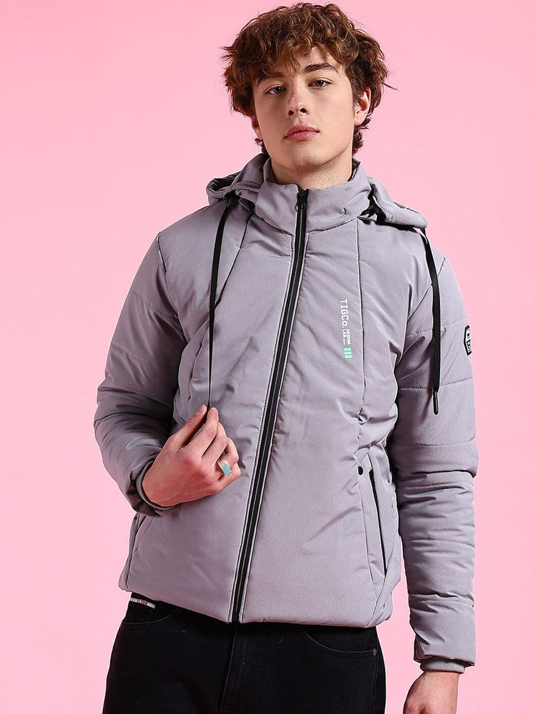 The Indian Garage Co Men Colourblock Hooded Puffer Jacket - view 1