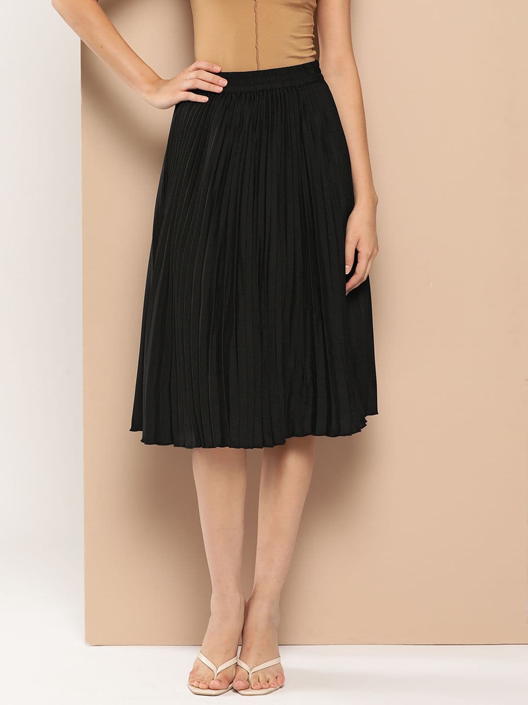 Chemistry Crepe Accordion Pleated Flared Skirt - view 1