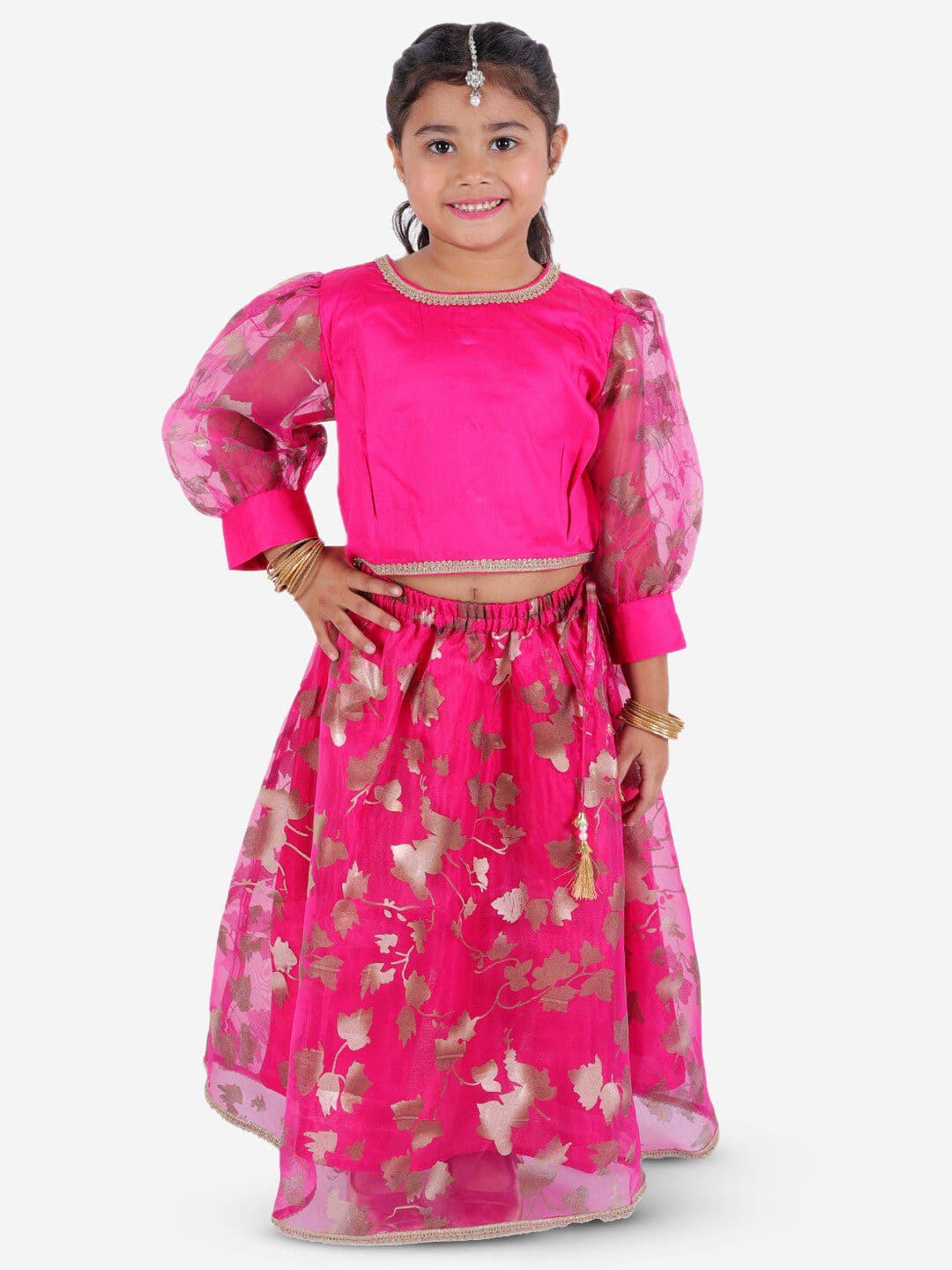 Superminis Girls Printed Pink Ready to Wear Lehenga & Blouse - view 1