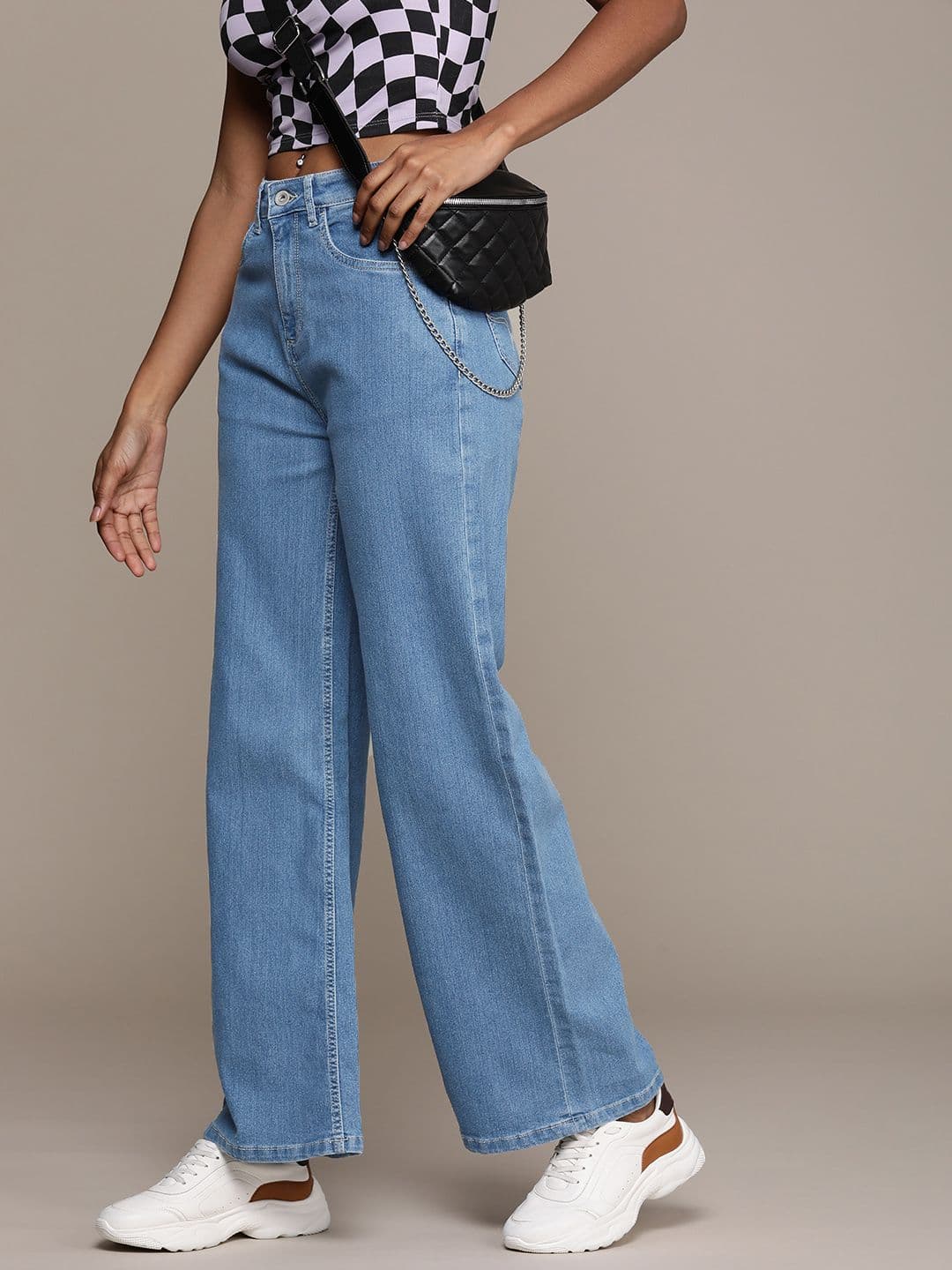 The Roadster Life Co. Women Wide Leg High-Rise Light Fade Stretchable Jeans - view 1