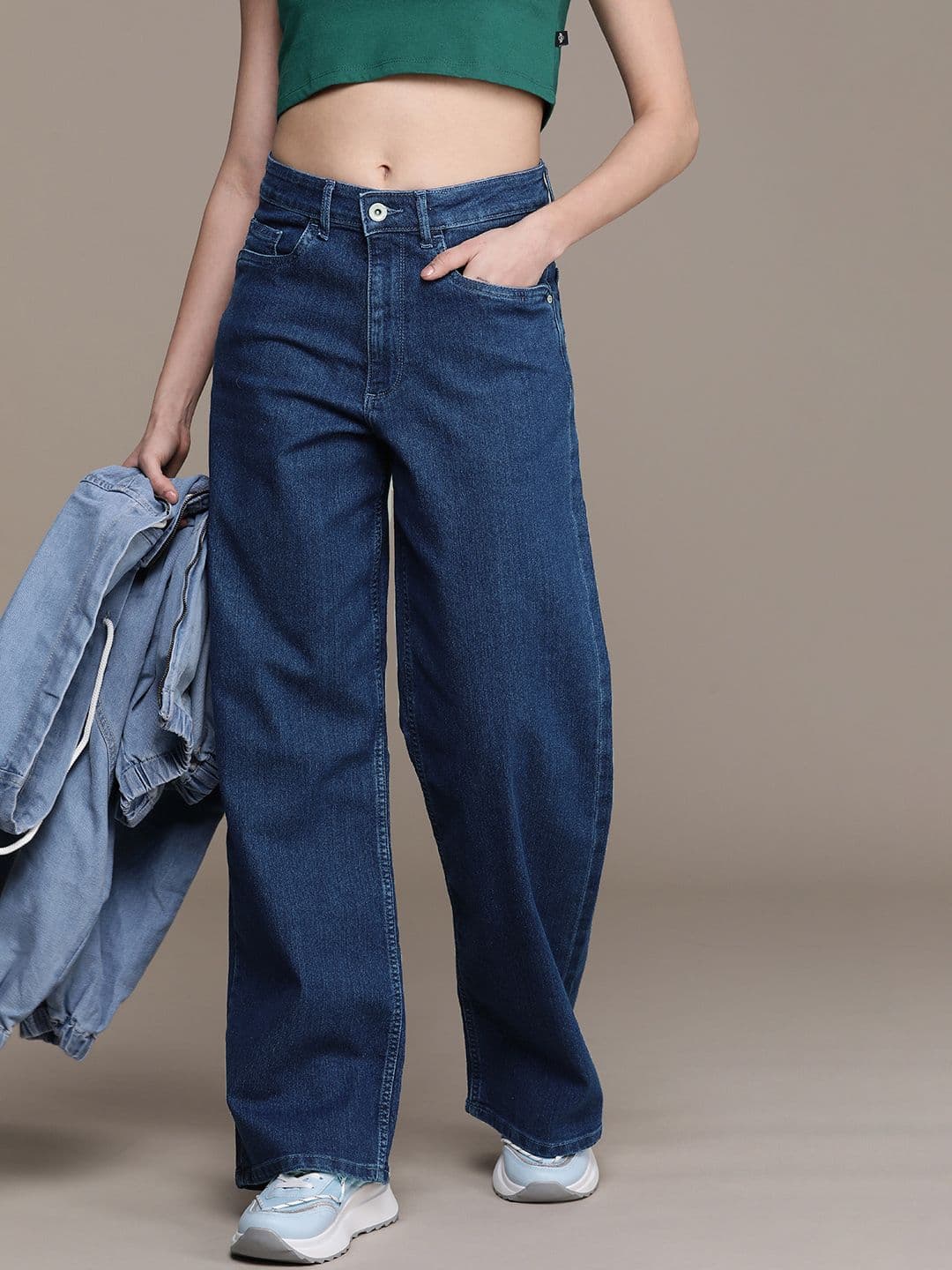 The Roadster Life Co. Women Wide Leg Stretchable Baggy Jeans - view 1