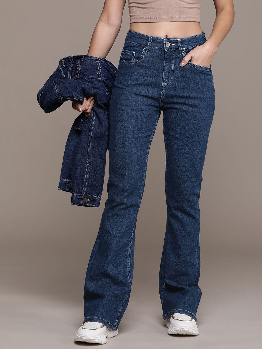 The Roadster Life Co. Women Flared High-Rise Light Fade Stretchable Jeans - view 1