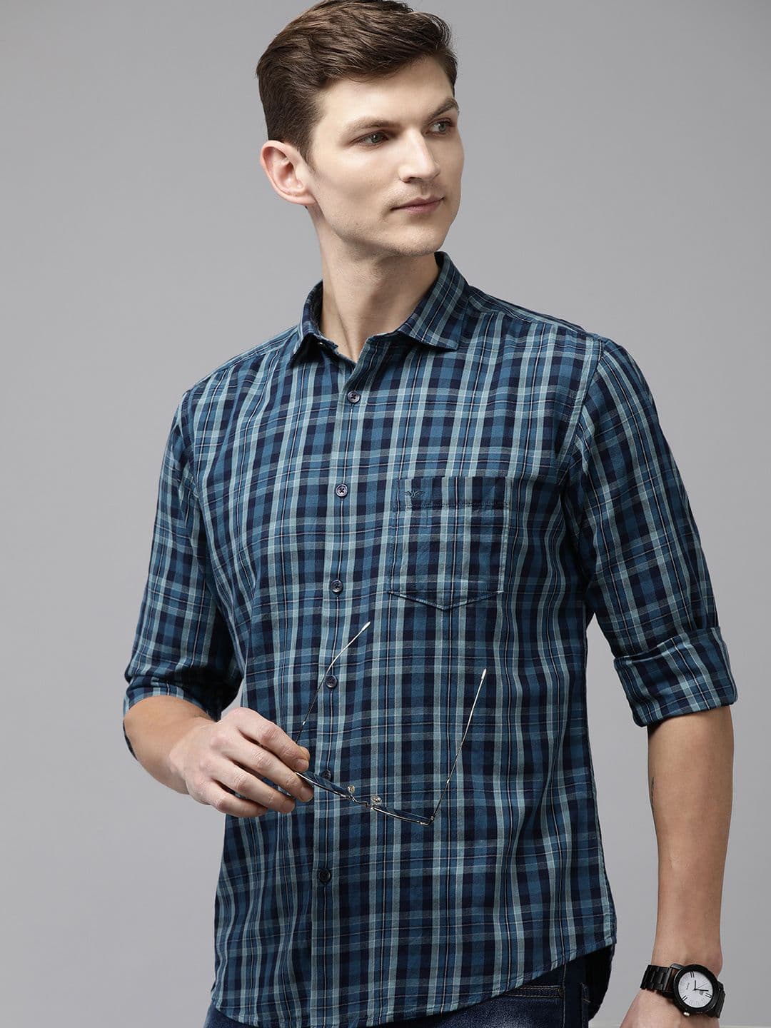 Park Avenue Slim Fit Checked Pure Cotton Casual Shirt - view 1