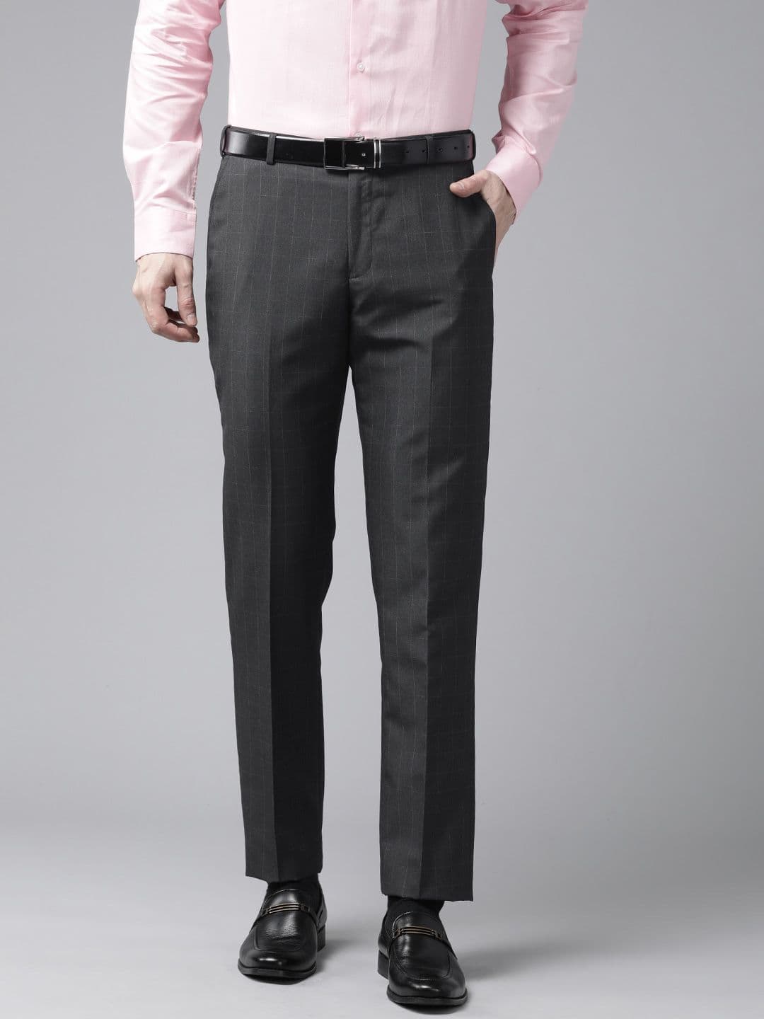 Park Avenue Men Checked Smart Fit Low-Rise Trousers - view 1