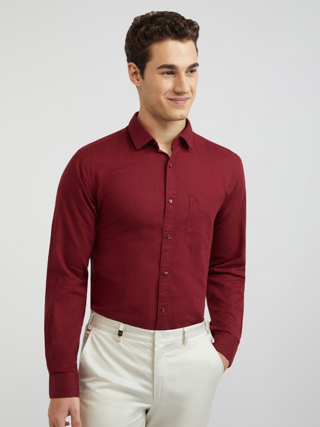 Raymond Cotton Linen Solid Slim Fit Casual Shirt - view 1