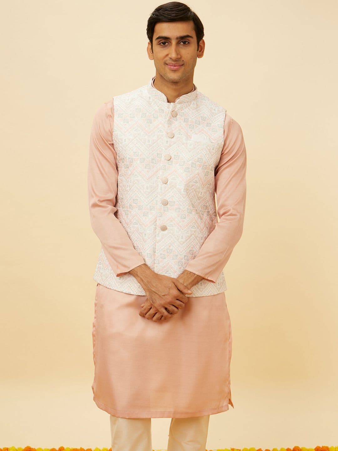 Manyavar Ethnic Motifs Woven Design Nehru Jacket - view 1