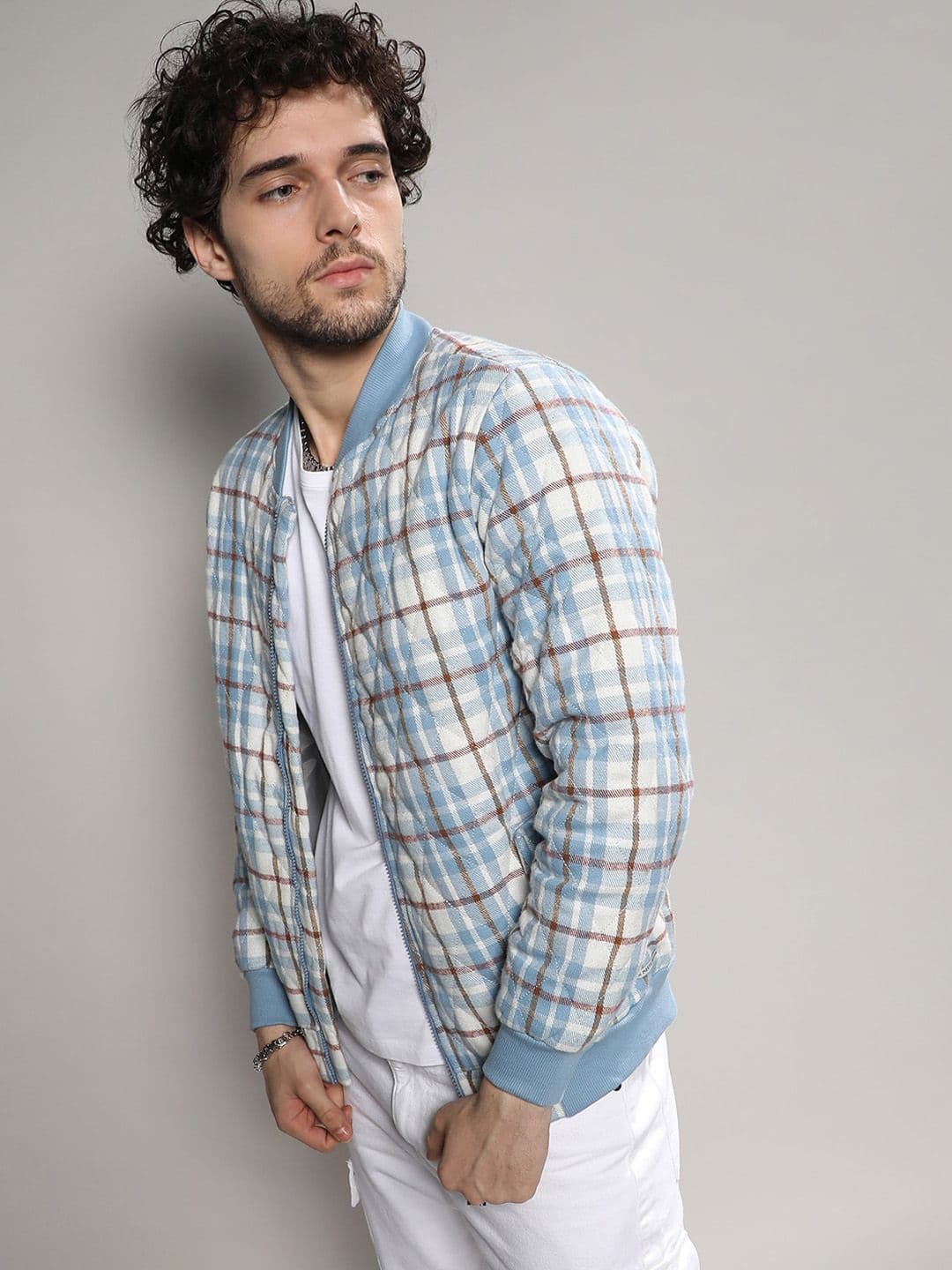 CAHOOTBlue Checked Windcheater Bomber Jacket - view 1