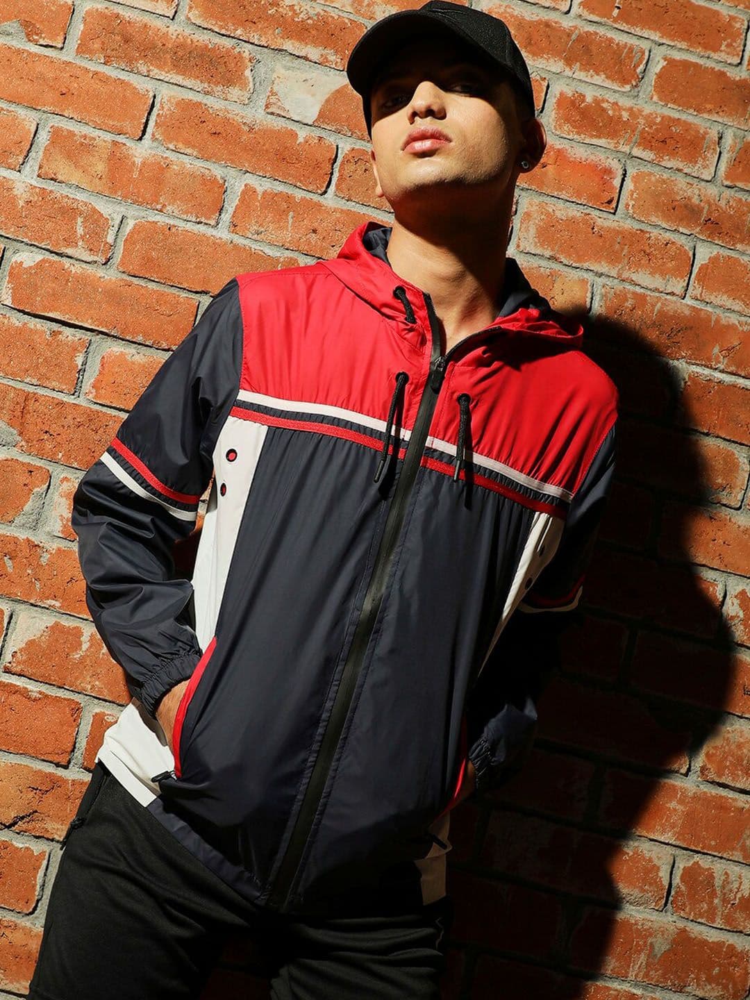 CAHOOT Navy Blue Colourblocked Windcheater Bomber Jacket - view 1