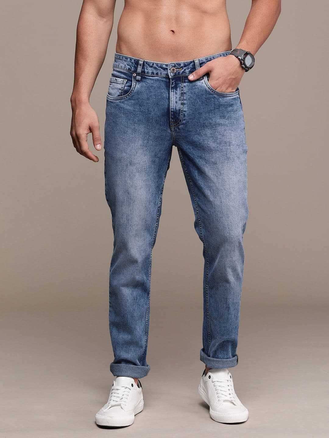 The Roadster Life Co. Men Mid Rise Light Fade Stretchable Jeans - view 1