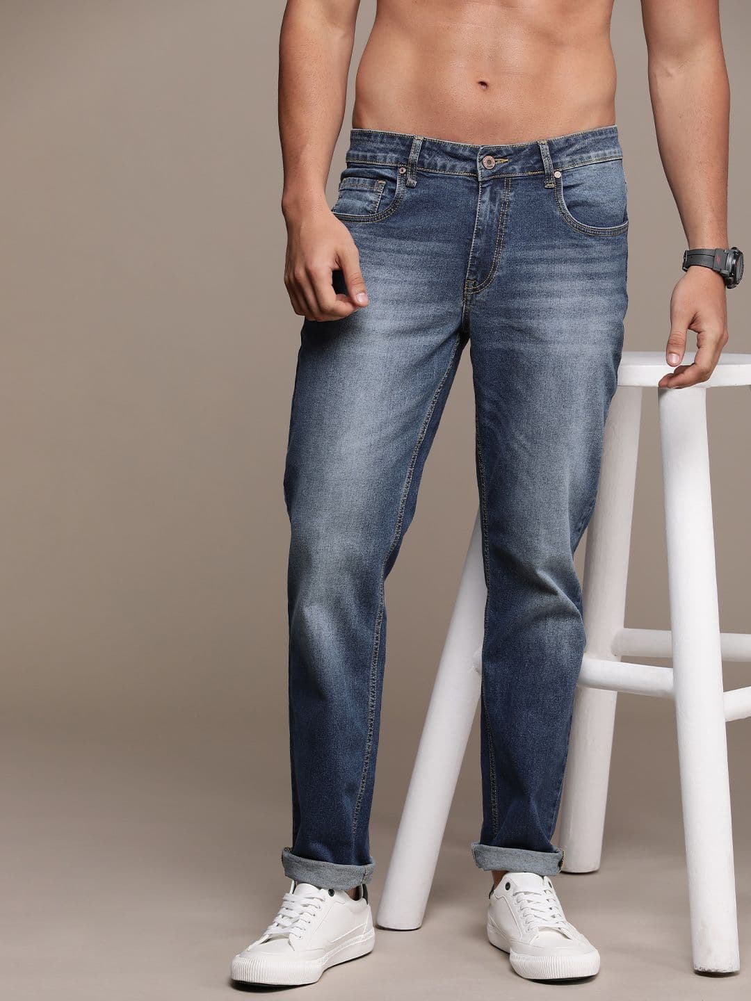The Roadster Life Co. Men Mid Rise Slim Fit Light Fade Stretchable Jeans - view 1