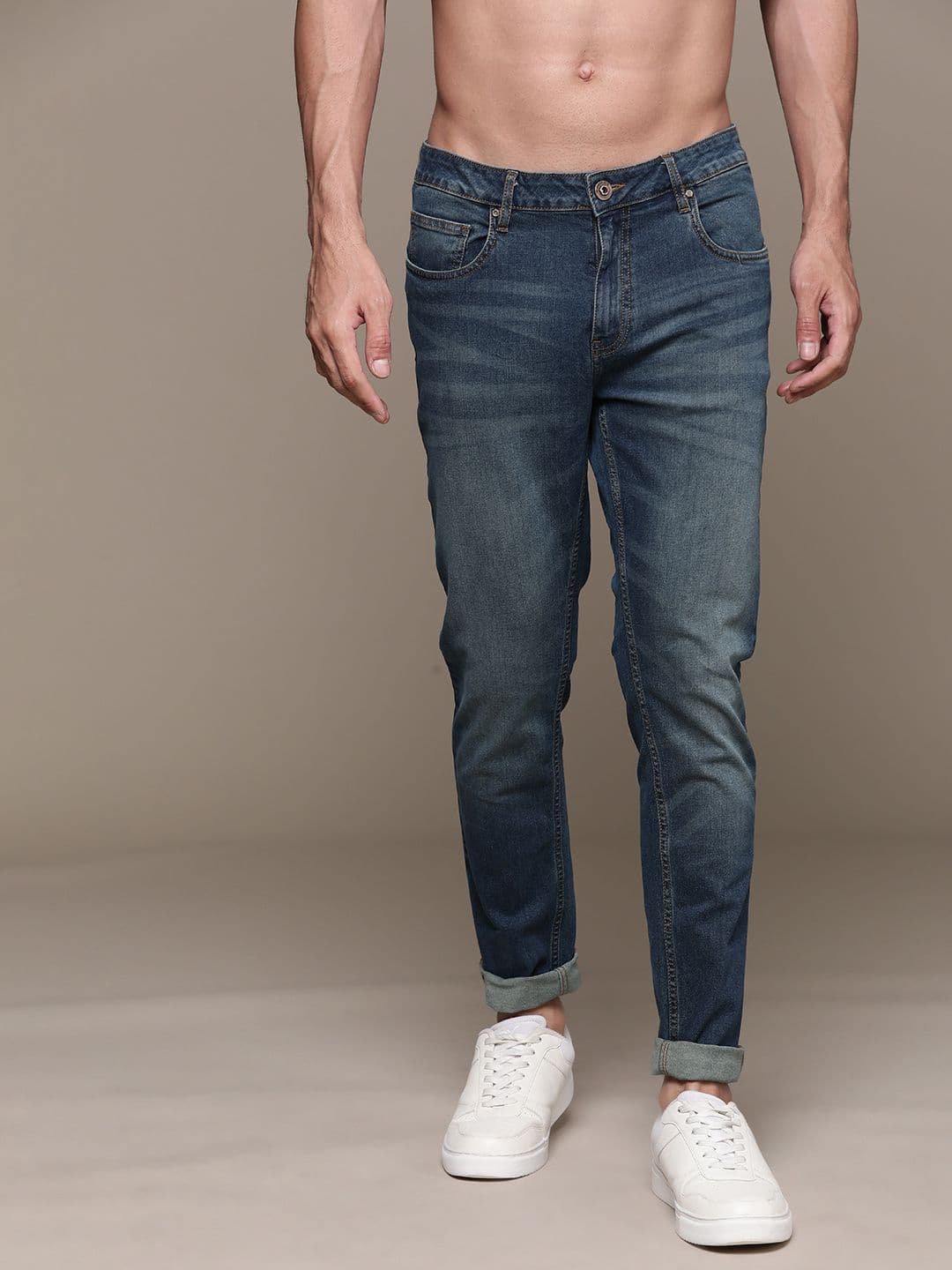 The Roadster Lifestyle Co. Men Slim Tapered Fit Light Fade Stretchable Jeans - view 1