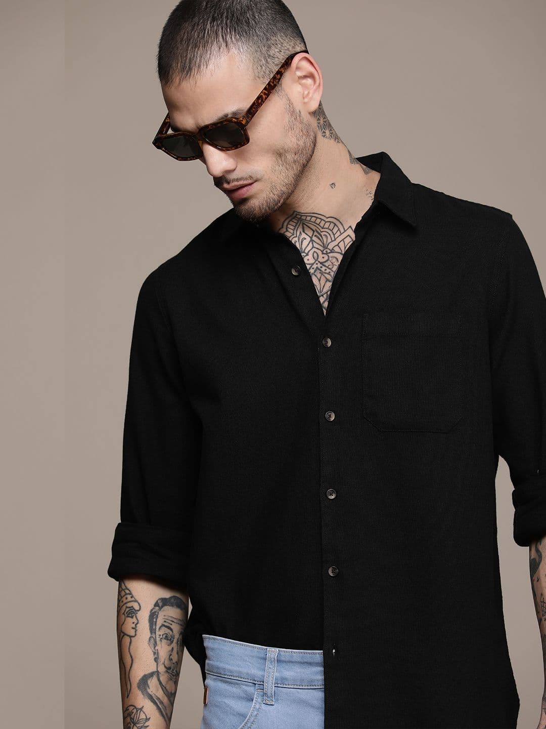 WROGN Pure Cotton Slim Fit Casual Shirt - view 1