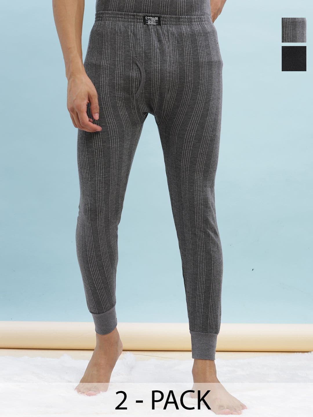 Dollar Ultra Men Pack Of 2 Cotton Skinny-Fit Thermal Bottoms - view 1