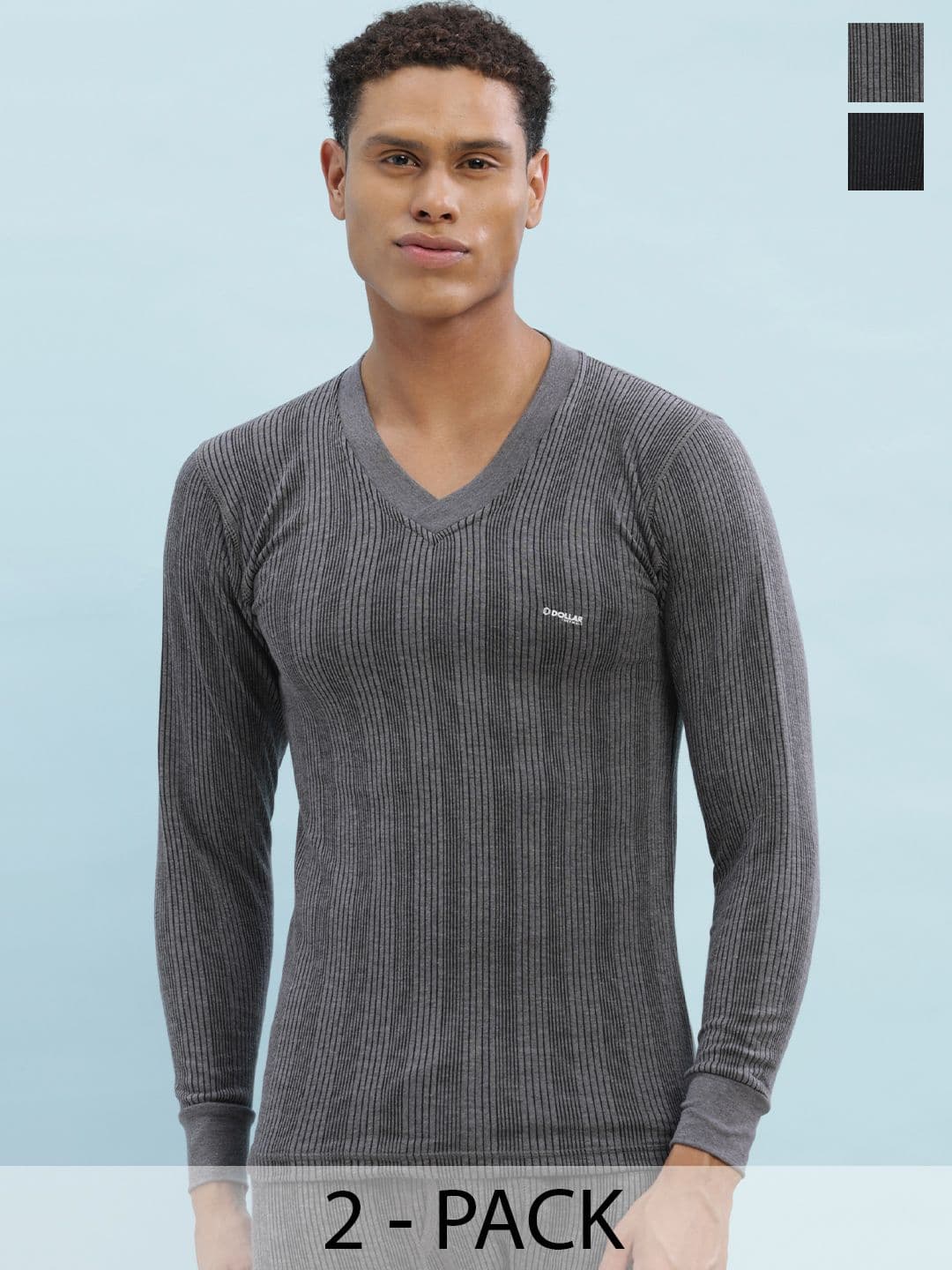 Dollar Ultra Pack Of 2 V-Neck Cotton Thermal Tops - view 1