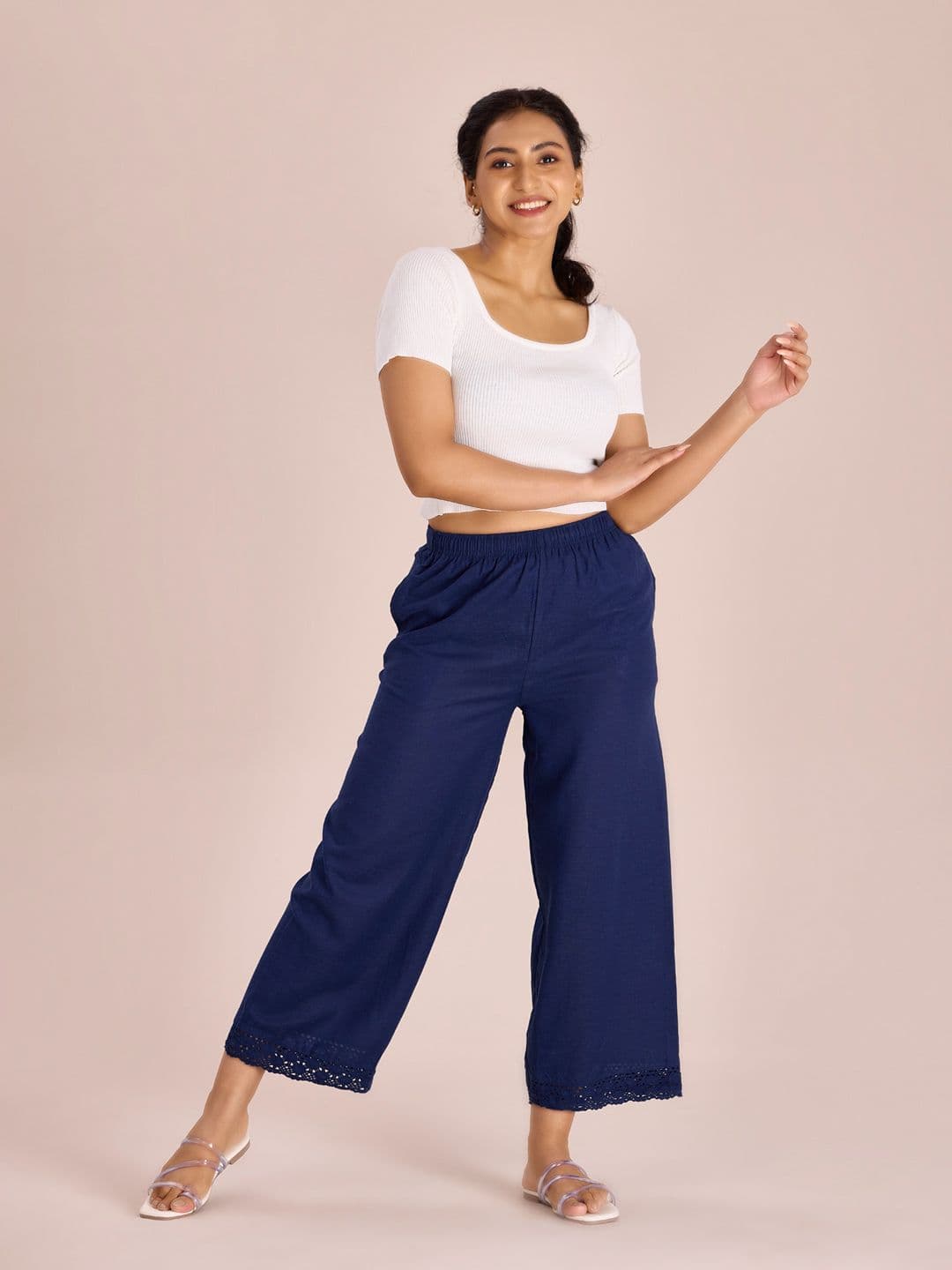 Go Colors Mid Rise Wide Leg Palazzos - view 1