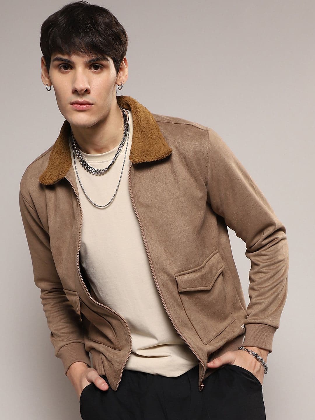 CAHOOT Windcheater Faux Fur Trim Cotton Bomber Jacket - view 1