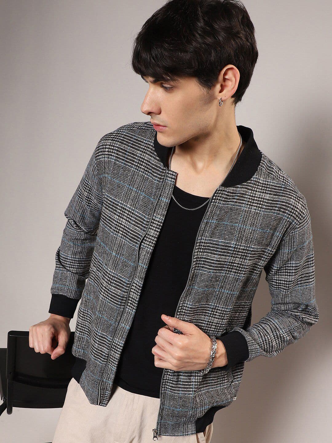 CAHOOT Black Checked Windcheater Bomber Jacket - view 1