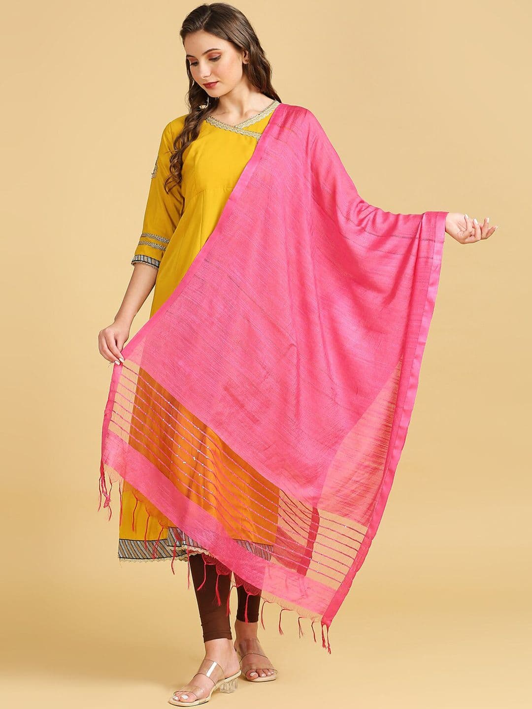 Dupatta Bazaar Cotton Silk Sequinned Dupatta - view 1